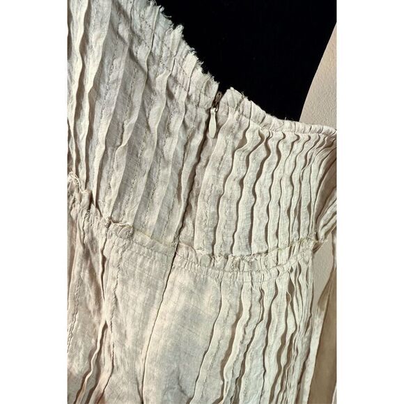 Free People Frankie Pintuck Beige Ruffle Maxi Dress with Pockets Women’s Large - Picture 6 of 15